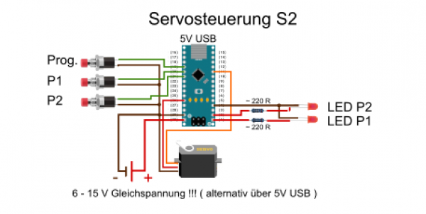 Servosteuerung mit Taster für 2 Positionen